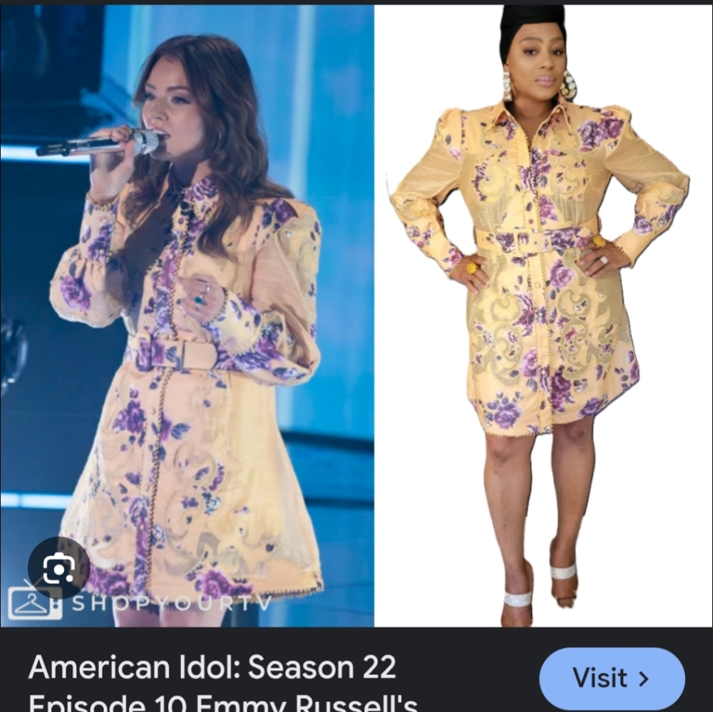 L'ATISTE Yellow Long Sleeve Dress with Purple Floral Embroidery